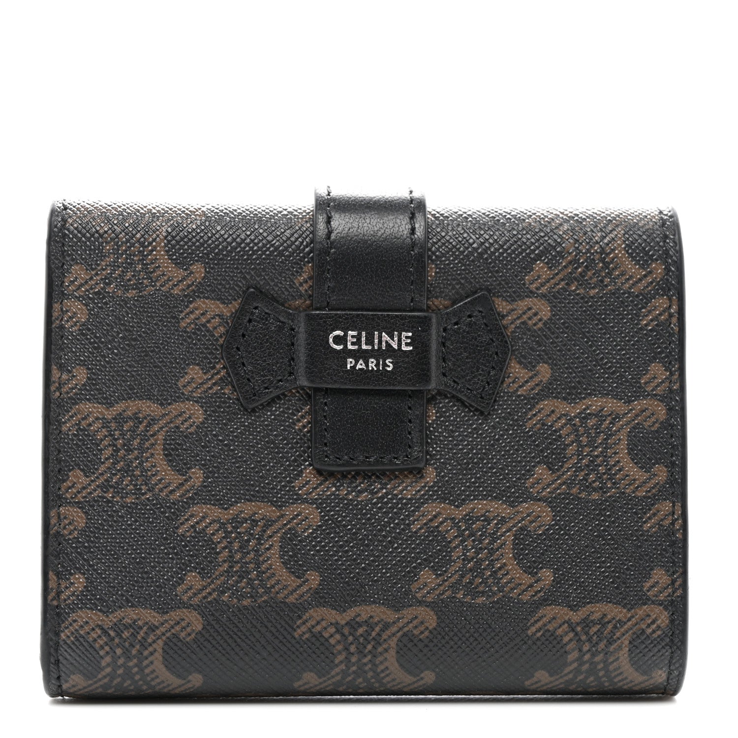 Celine Canvas Triomphe Medium Strap Wallet Black 1 of 8