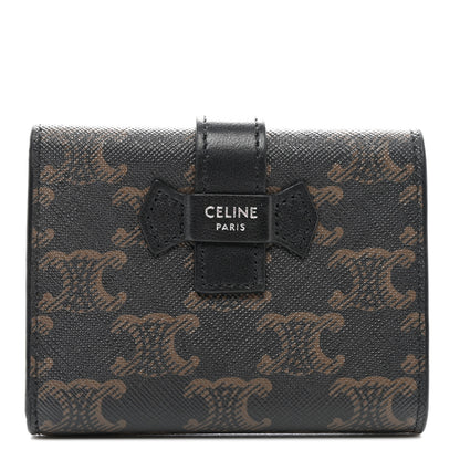 Celine Canvas Triomphe Medium Strap Wallet Black 1 of 8
