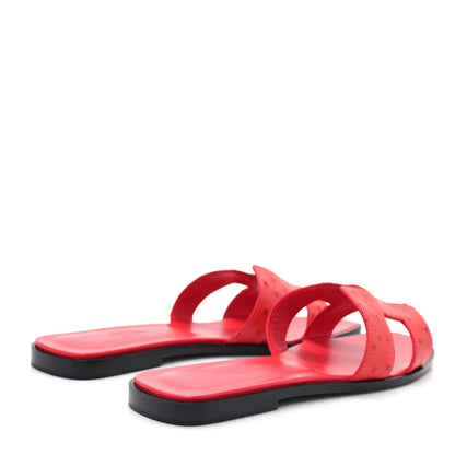 Hermes Ostrich Oran Sandals 38 Rose Cotinga 5 of 10