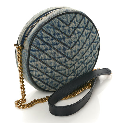 Saint Laurent Denim Quilted Monogram Round Crossbody Bag Rodeo Blue 3 of 11