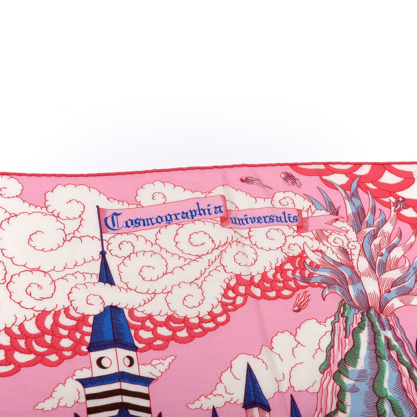Cashmere Silk Cosmographia Universalis Shawl 140 Rose White Bleu