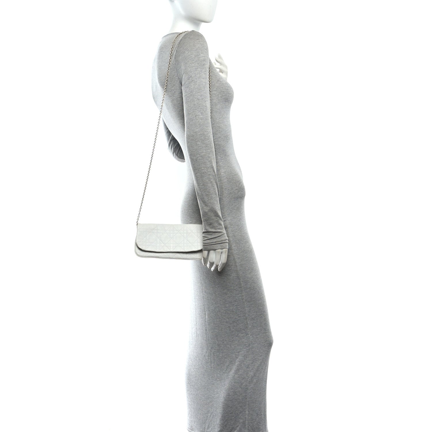 Christian Dior Lambskin Cannage Lady Dior Chain Clutch White 2 of 11