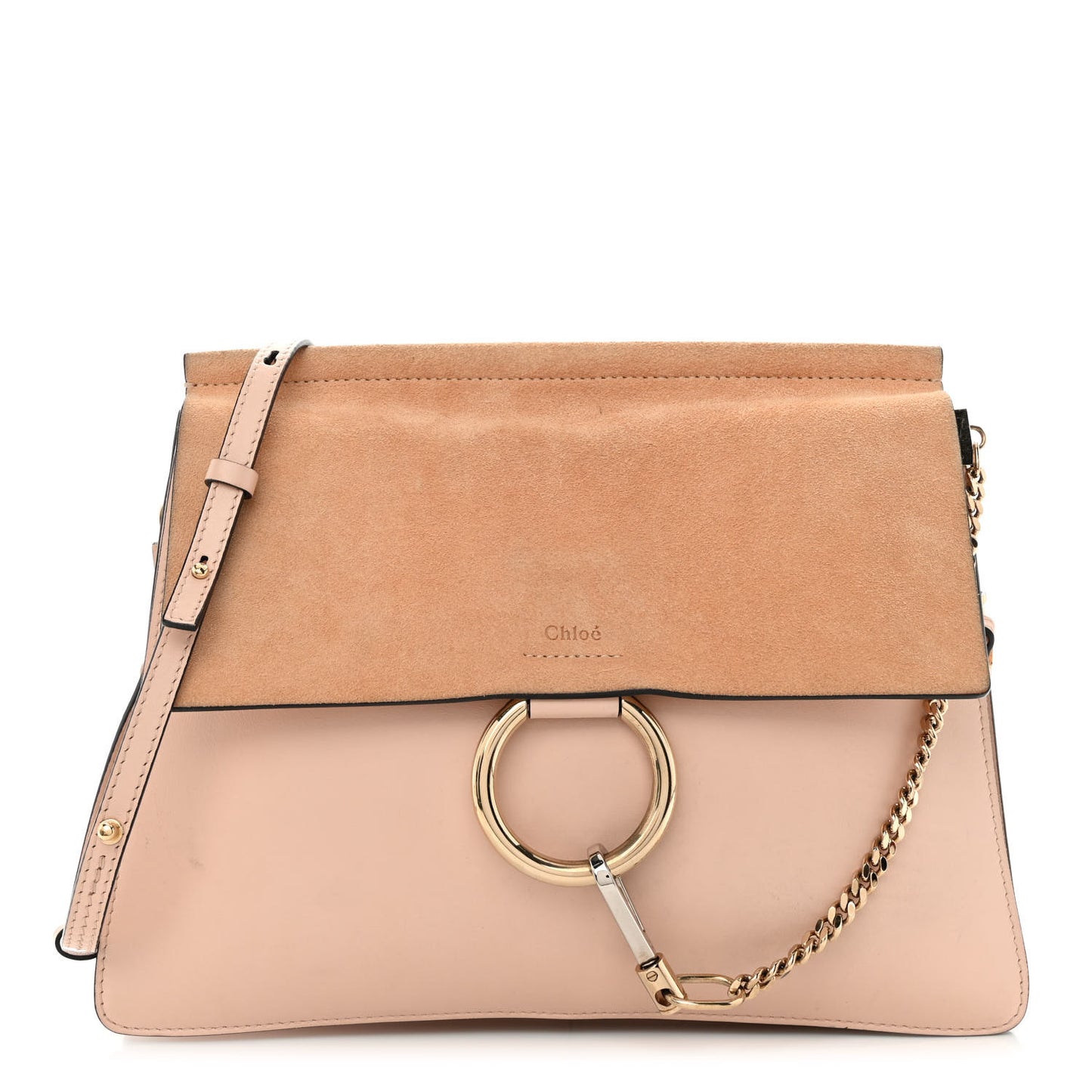 Calfskin Suede Medium Faye Shoulder Bag Cement Pink