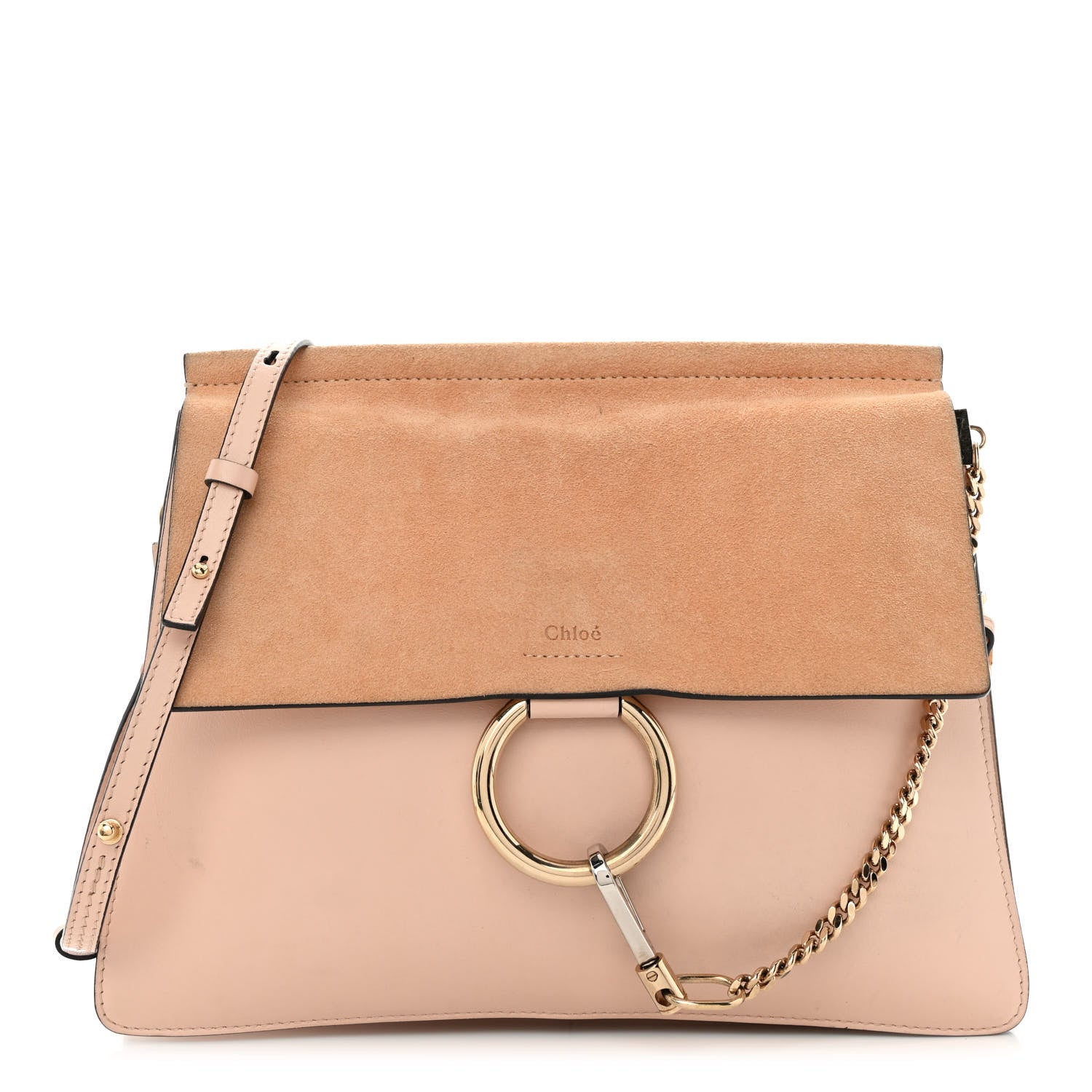 Chloe Calfskin Suede Medium Faye Shoulder Bag Cement Pink 1 of 11
