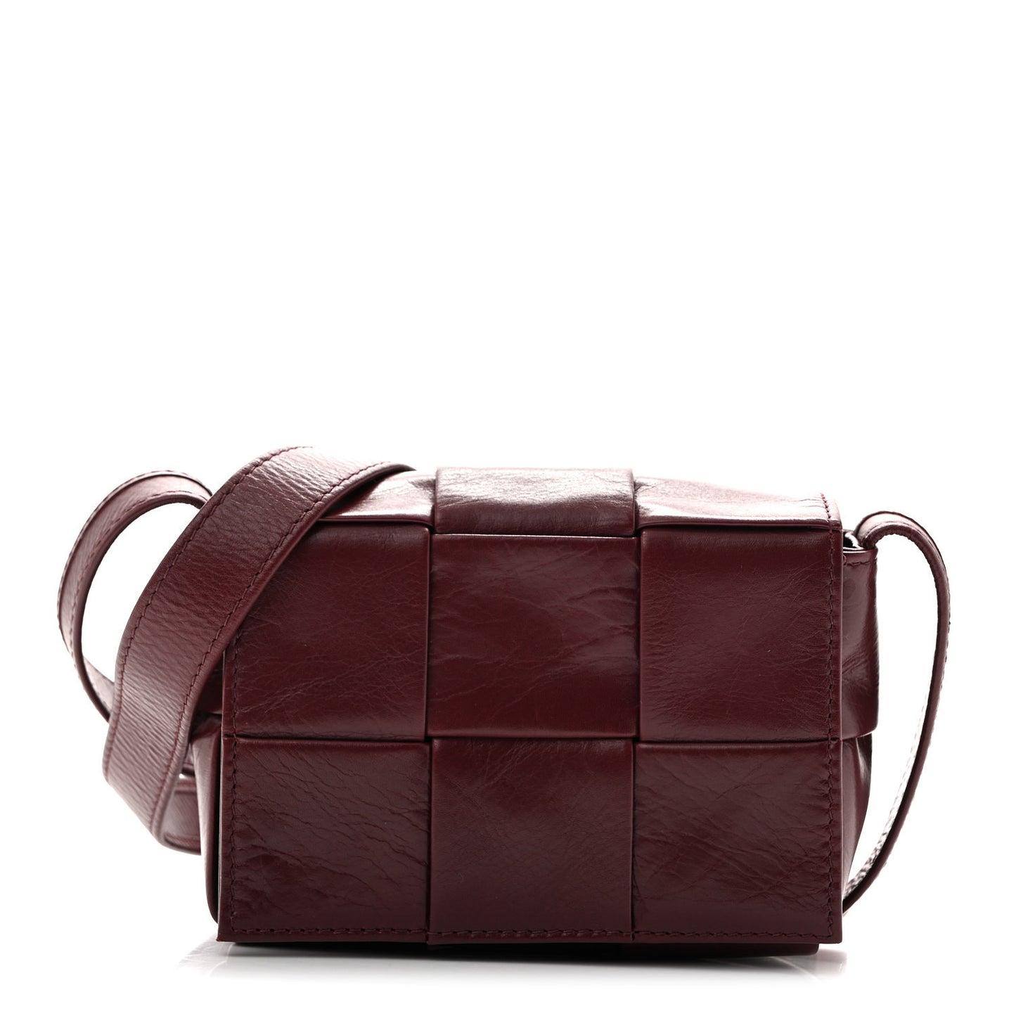 Paper Calfskin Maxi Intreccio Extra Mini Cassette Crossbody Bag Burgundy
