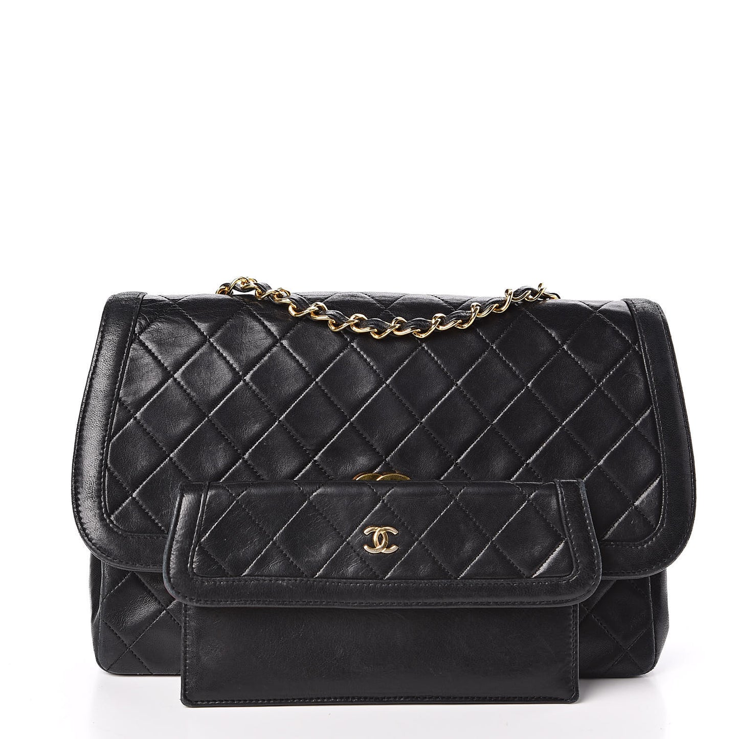 Lambskin Quilted Medium Single Flap Black