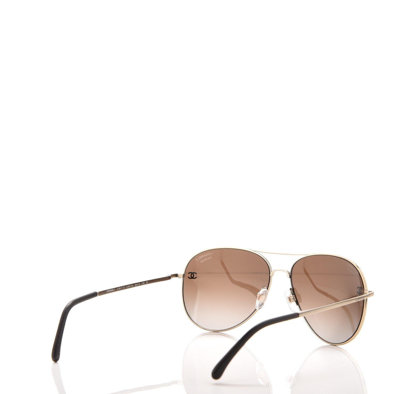 Chanel Polarized CC Aviator Sunglasses 4189-T-Q Pale Gold 4 of 8