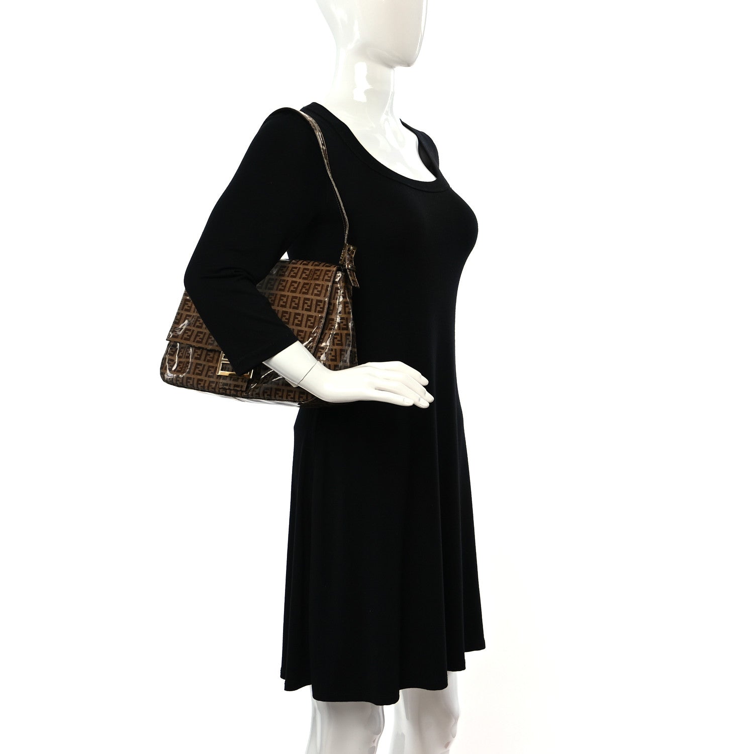 Fendi Vinyl Zucchino Mama Baguette Tobacco 2 of 8
