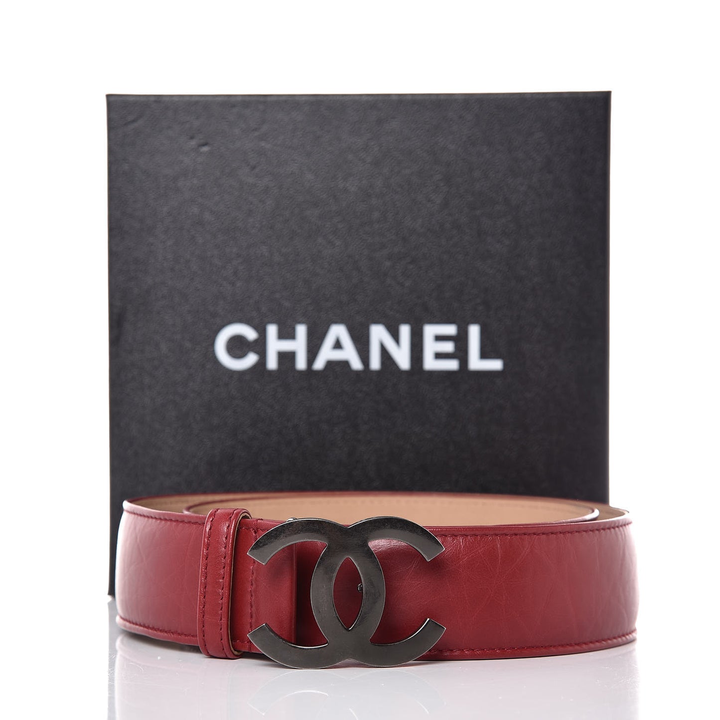 Aged Calfskin Charm Belt 90 36 Burgundy