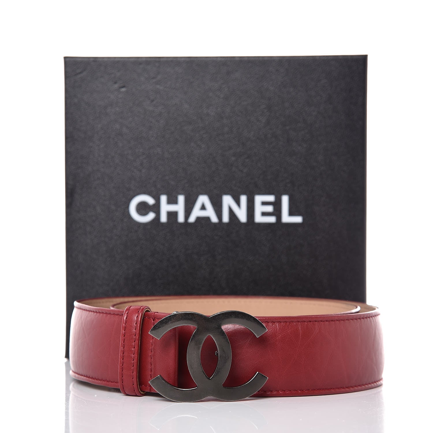 Chanel Aged Calfskin Charm Belt 90 36 Burgundy 10 of 10