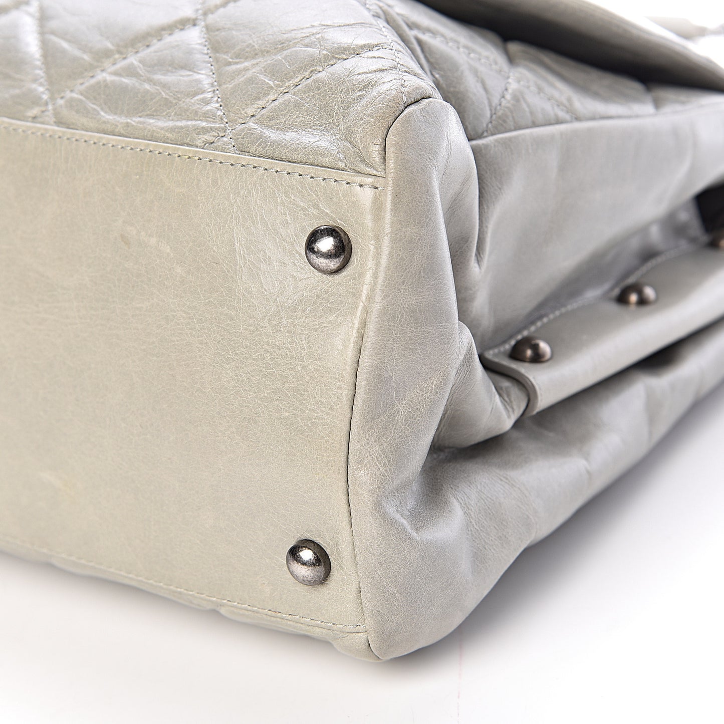 Glazed Calfskin Boy Satchel Flap Light Grey