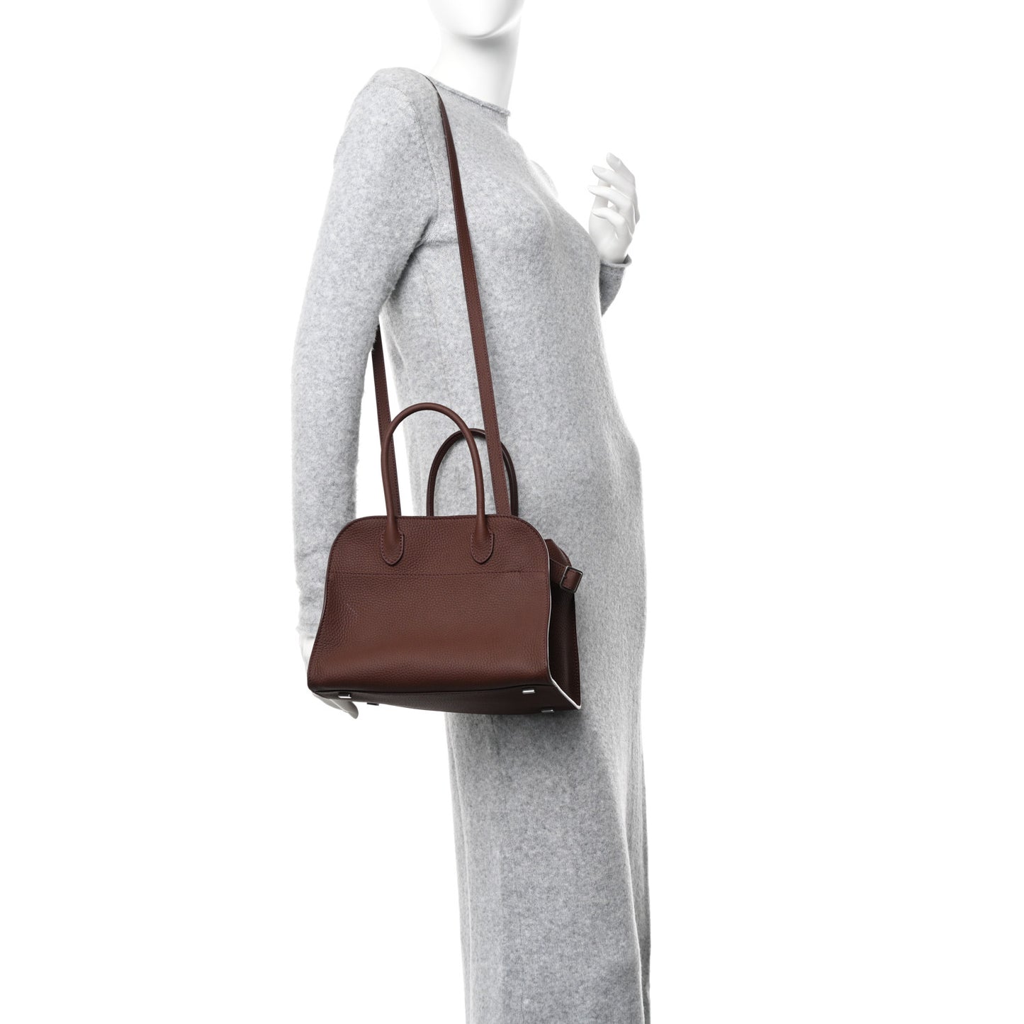Grained Calfskin Soft Margaux 10 Bag Dark Mocha