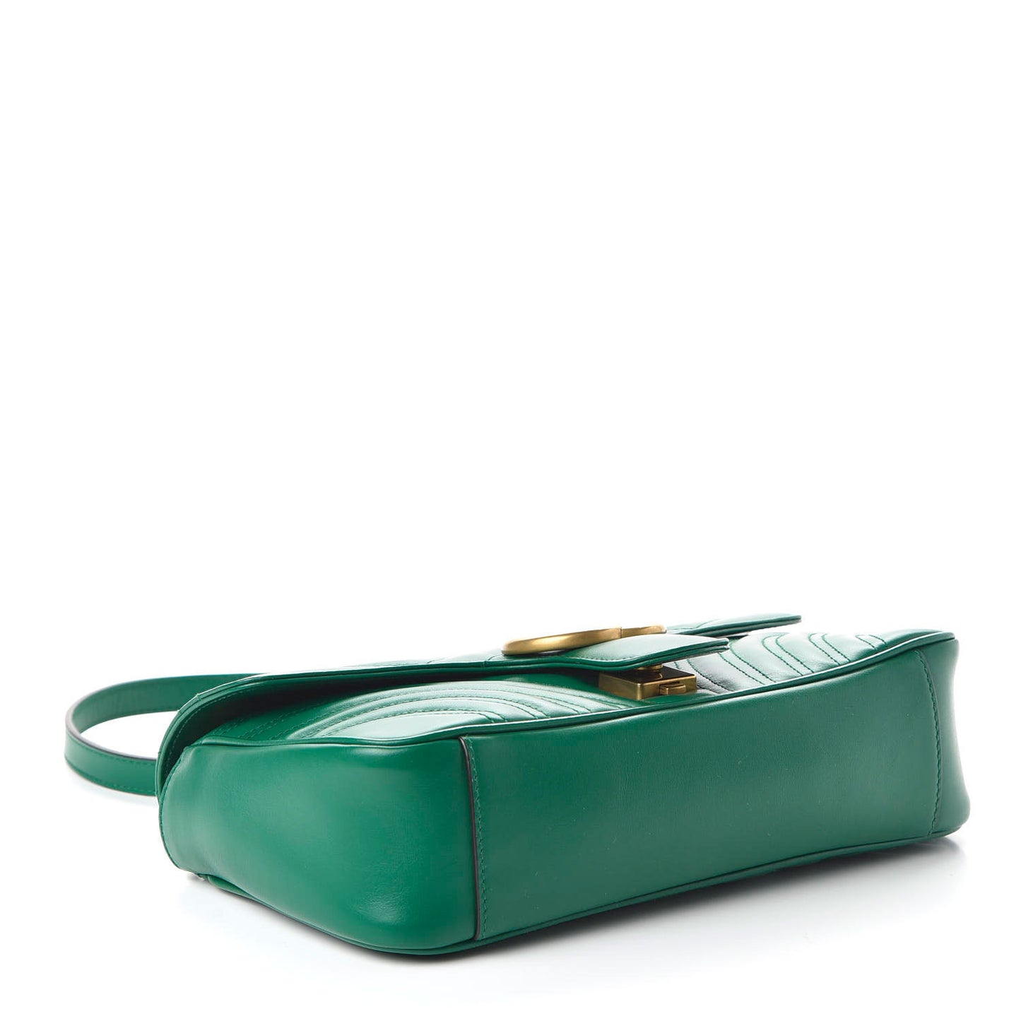 Calfskin Matelasse Small GG Marmont Shoulder Bag Emerald Green