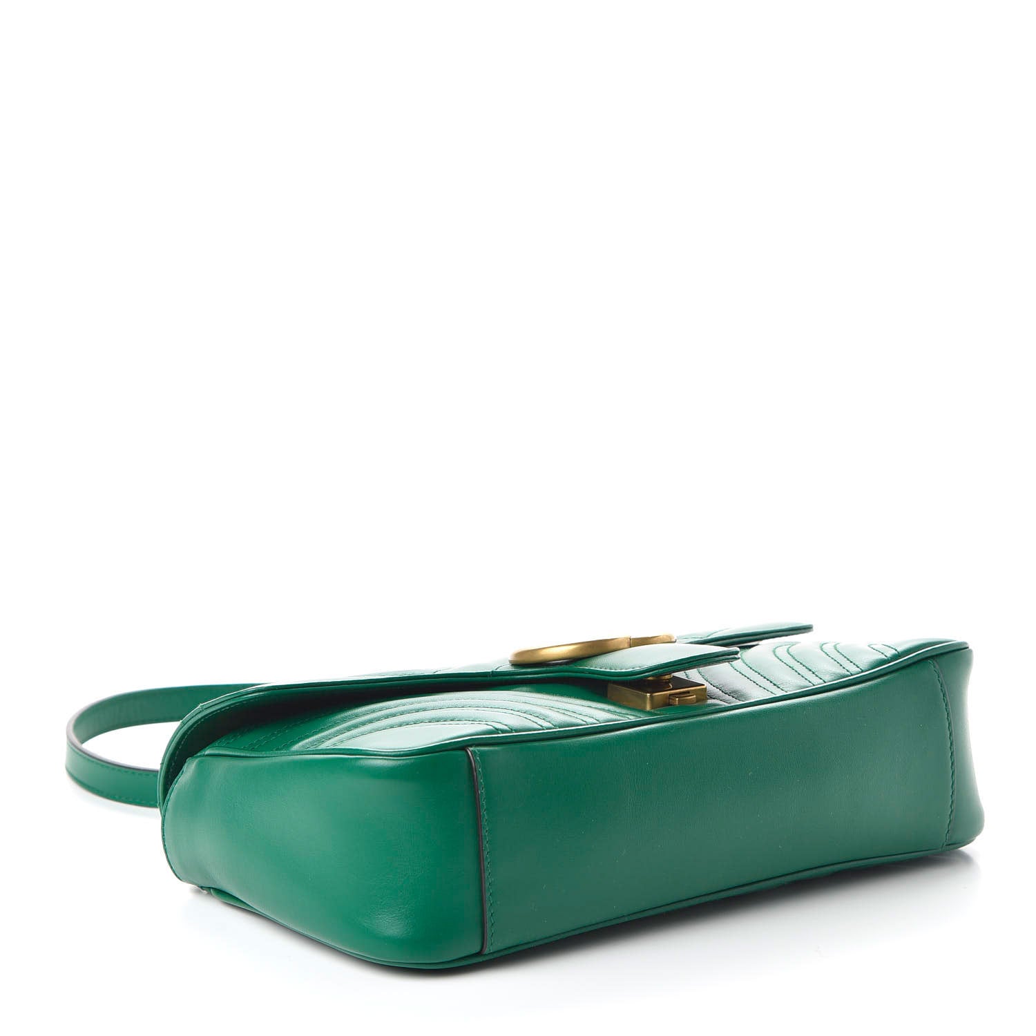 Gucci Calfskin Matelasse Small GG Marmont Shoulder Bag Emerald Green 4 of 10