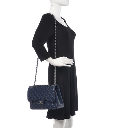 Chanel Caviar Quilted Jumbo Double Flap Navy Blue 3 of 20