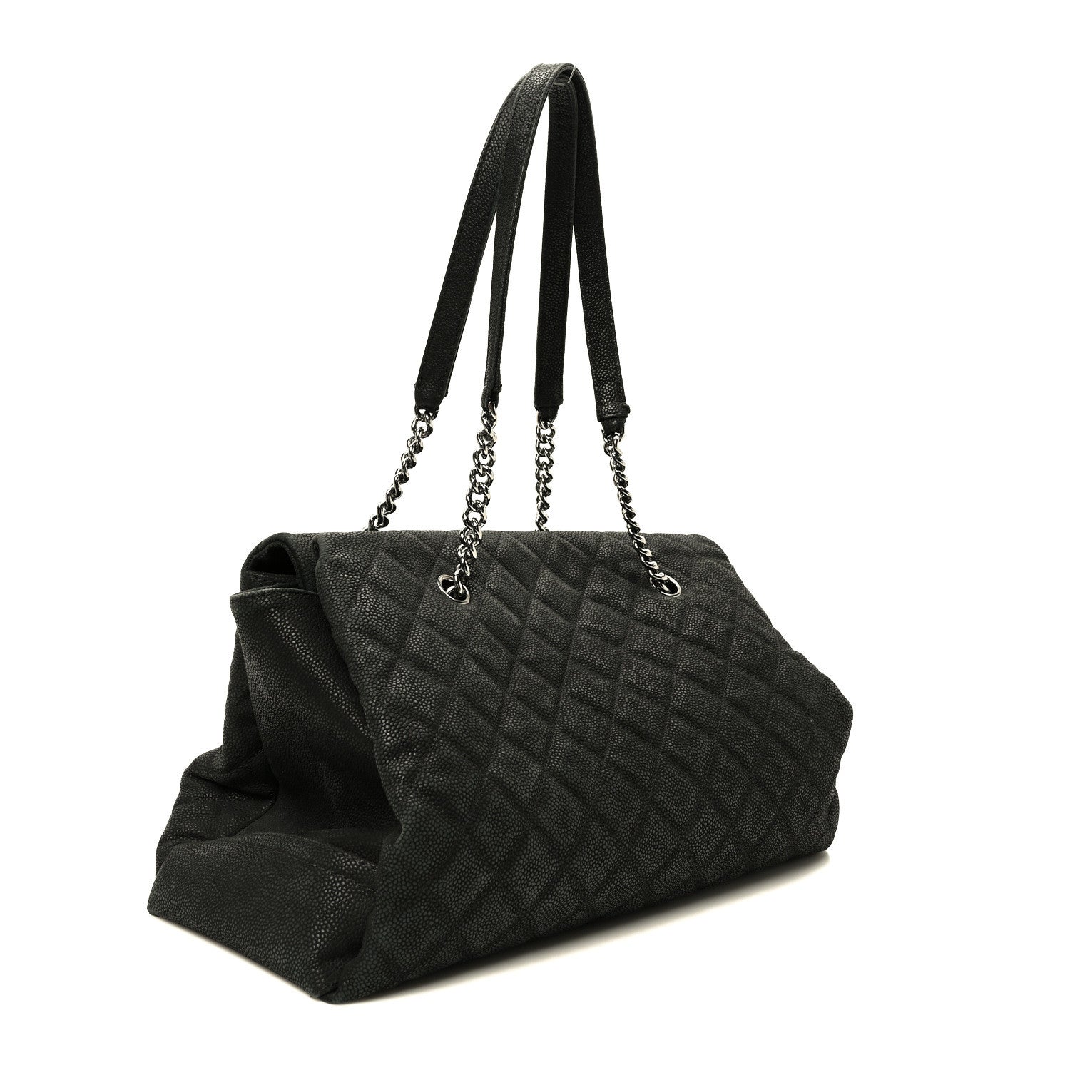 Chanel Iridescent Caviar Quilted Lady Pearly Tote Black 3 of 10
