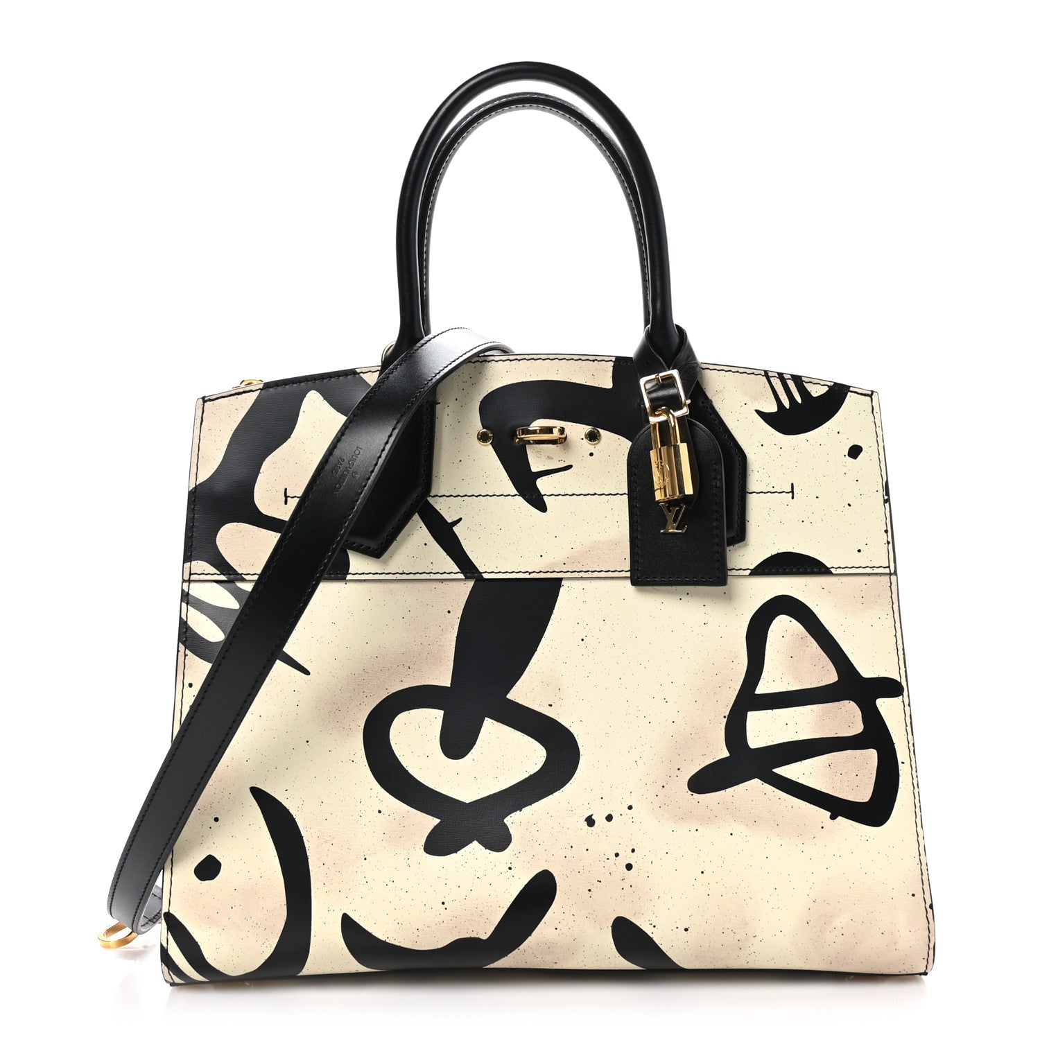 Louis Vuitton Calfskin Tribal City Steamer MM White Black 1 of 9