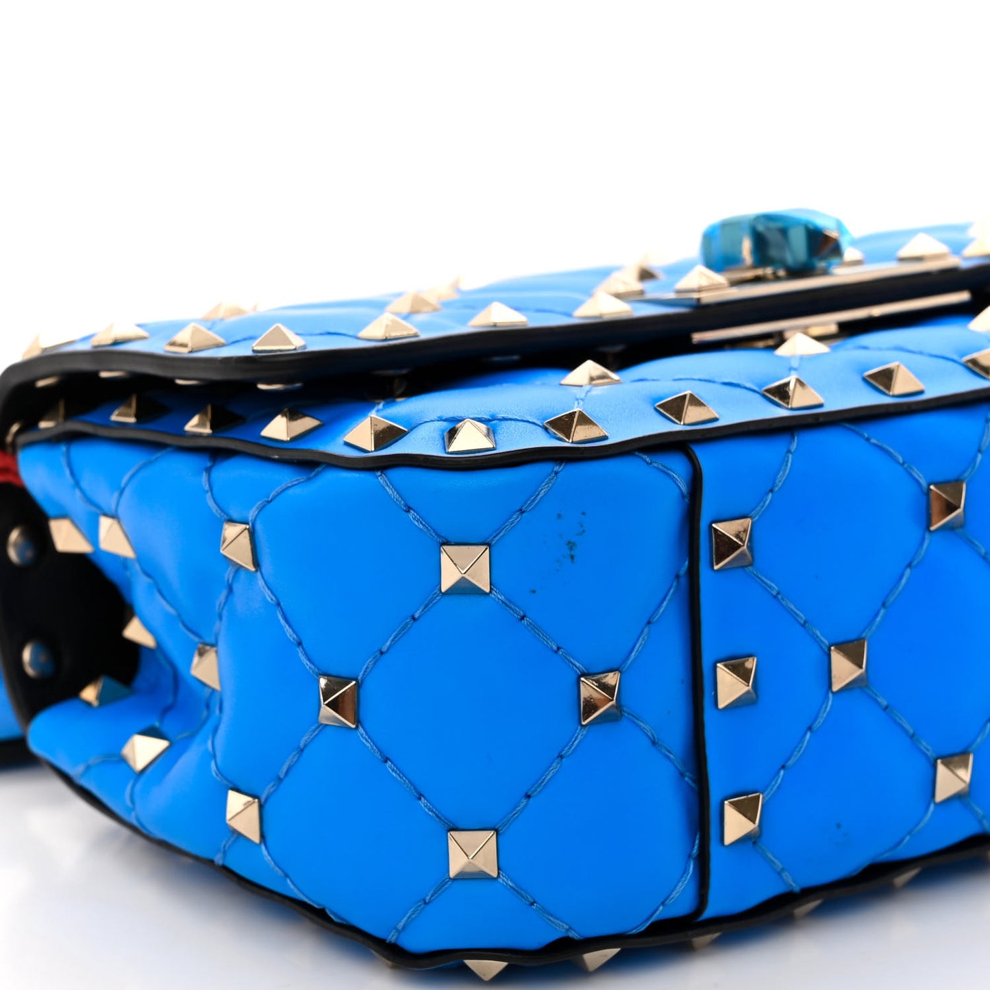 Calfskin Mini Rockstud Spike Shoulder Bag Azzurro Fluo