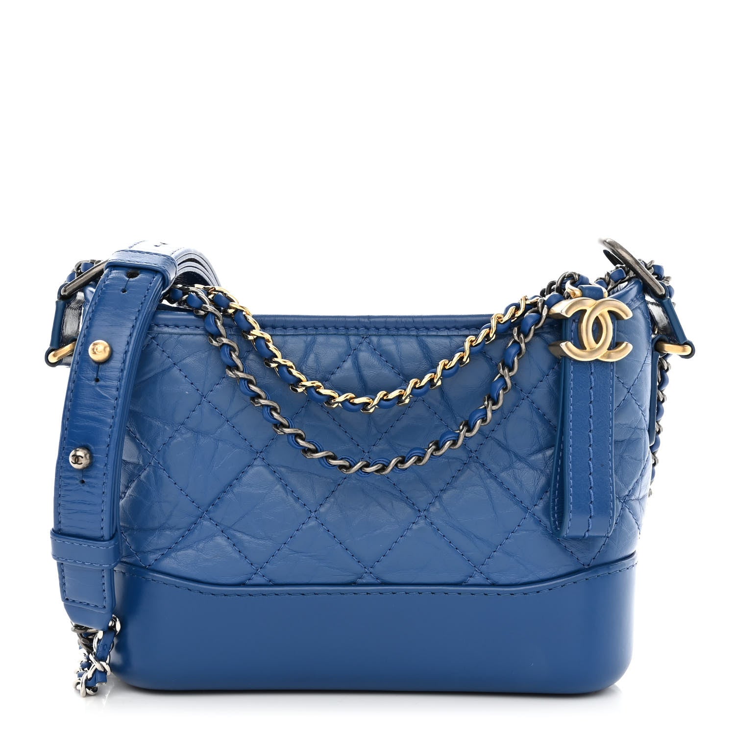 Chanel Aged Calfskin Quilted Small Gabrielle Hobo Blue 1 of 10
