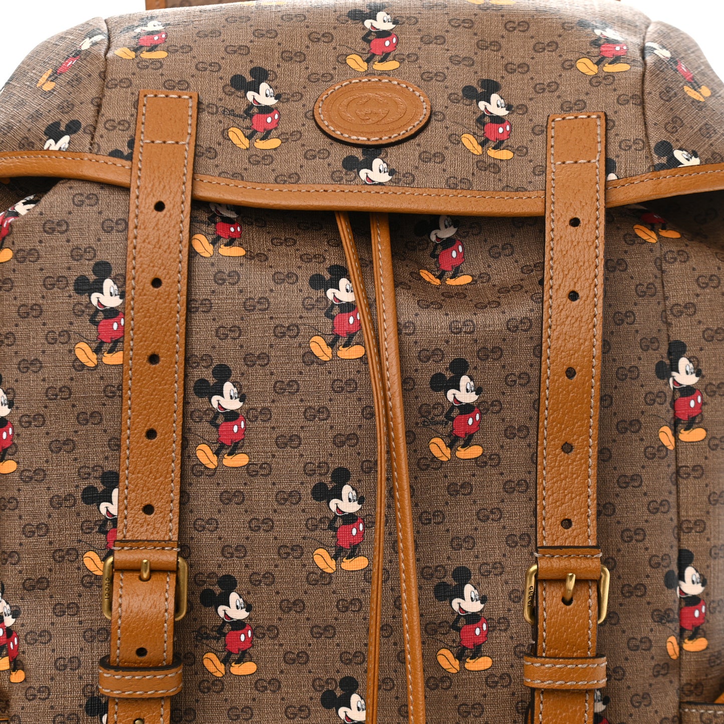X DISNEY Mini Vintage GG Supreme Monogram Mickey Mouse Medium Backpack Beige Vintage Sun Oil