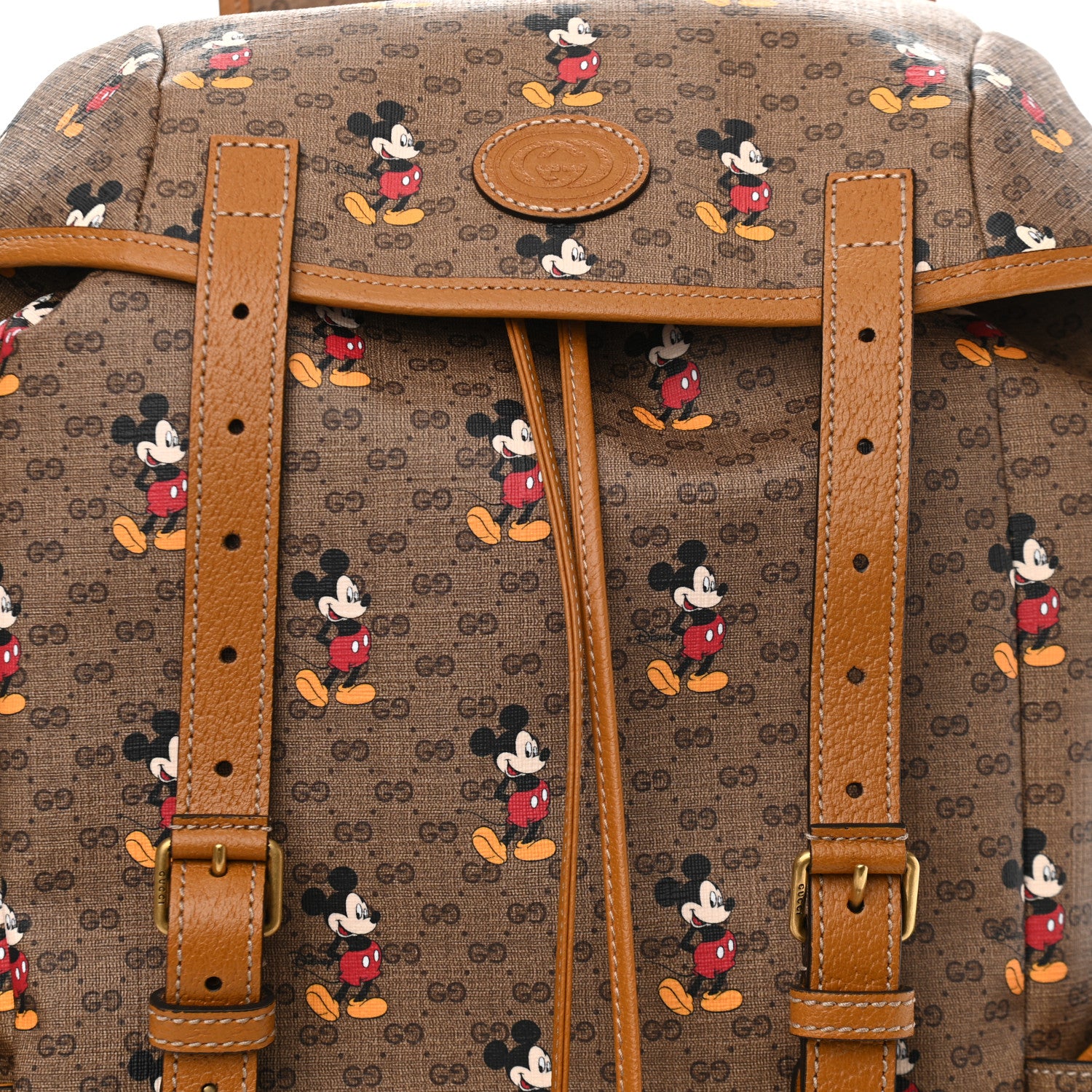 Gucci X DISNEY Mini Vintage GG Supreme Monogram Mickey Mouse Medium Backpack Beige Vintage Sun Oil 8 of 10
