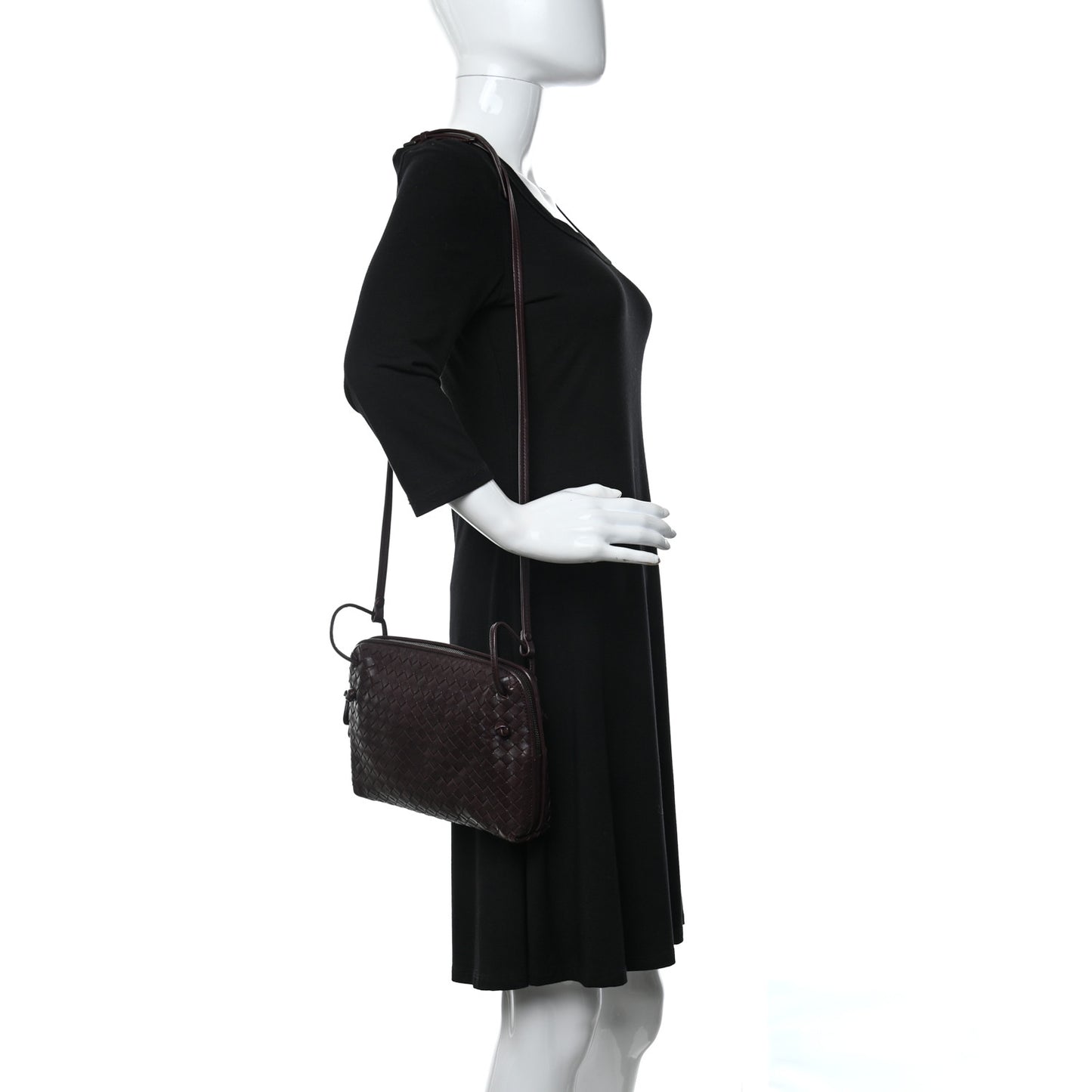 Nappa Intrecciato Nodini Crossbody Messenger Aubergine