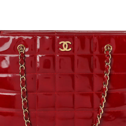 Chanel Patent Chocolate Bar CC Tote Red 7 of 17