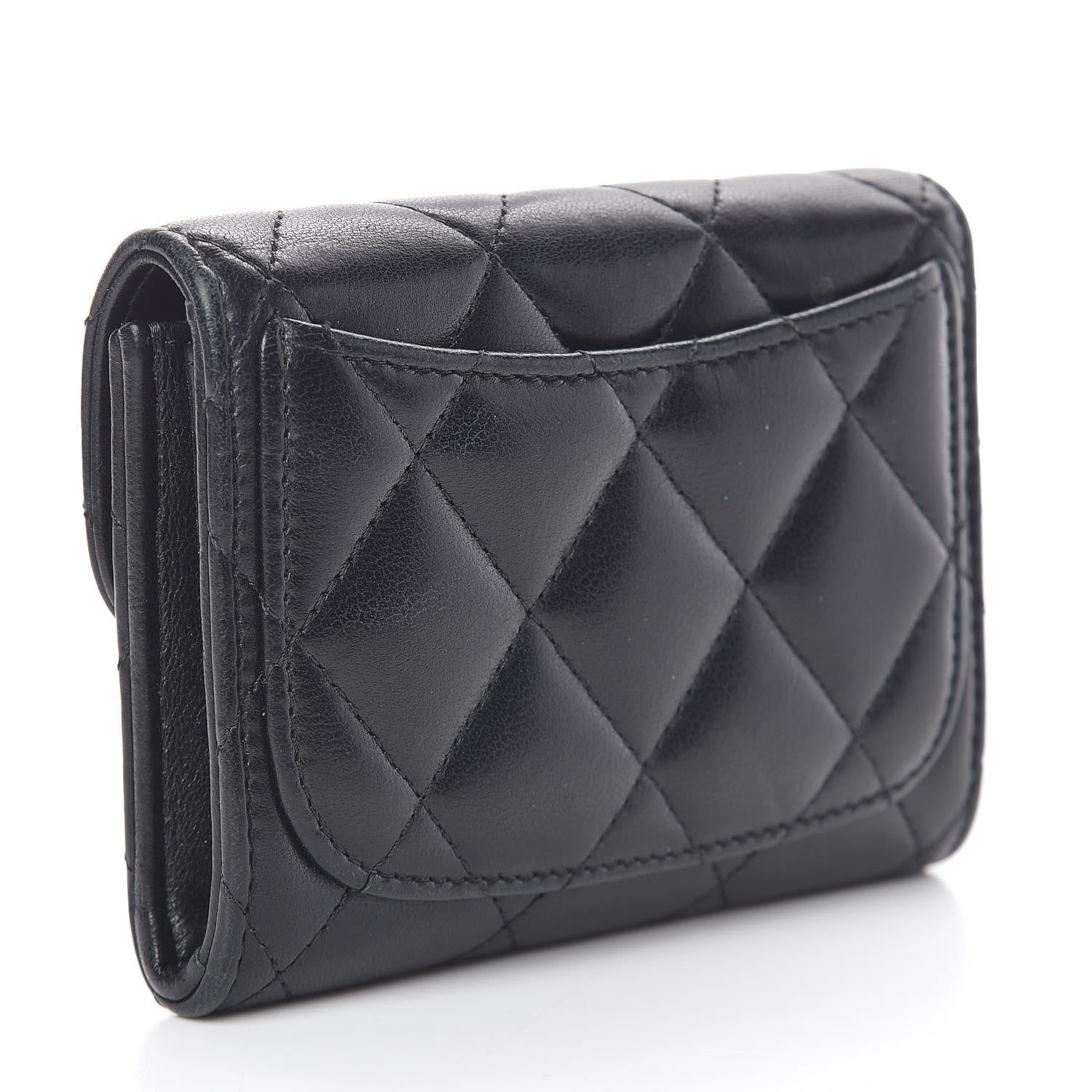 Chanel Lambskin Quilted Flap Card Holder Wallet Black 3 of 18