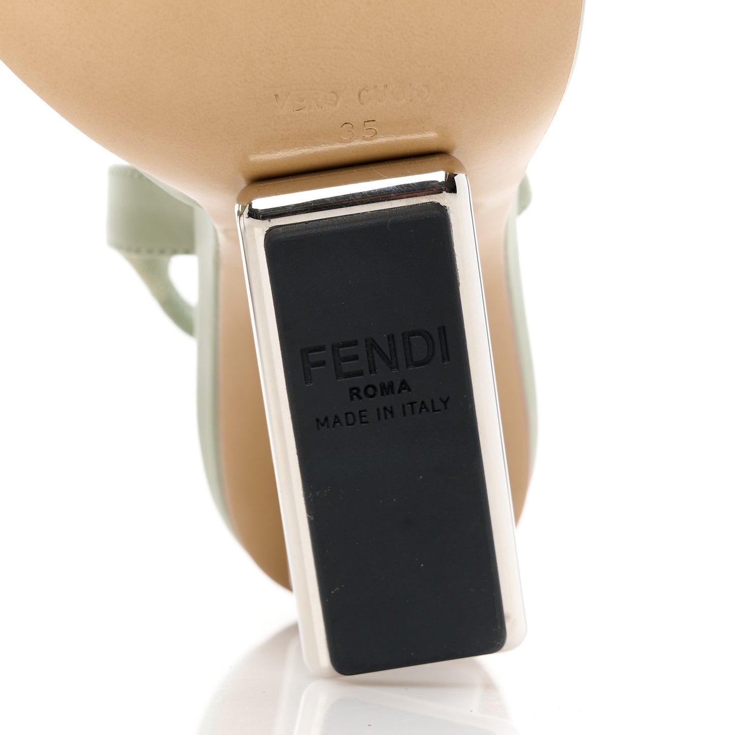 Vitello Fendi First 95mm Slingback Pumps 35 Musk