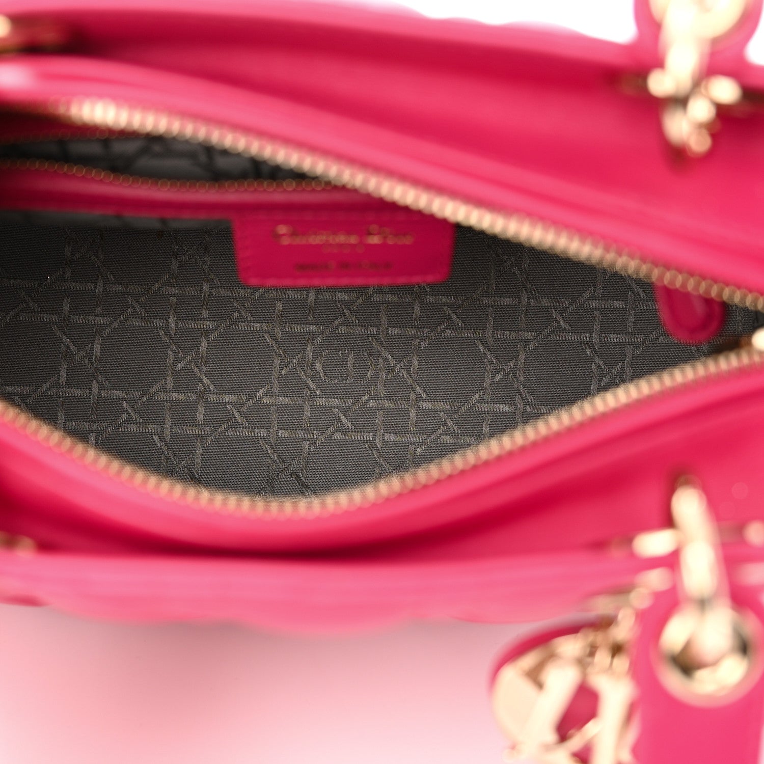 Christian Dior Lambskin Cannage Medium Lady Dior Fuchsia 5 of 15