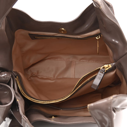 Valentino Garavani Patent Lacca Large Nuage Bow Hobo Brun 5 of 13