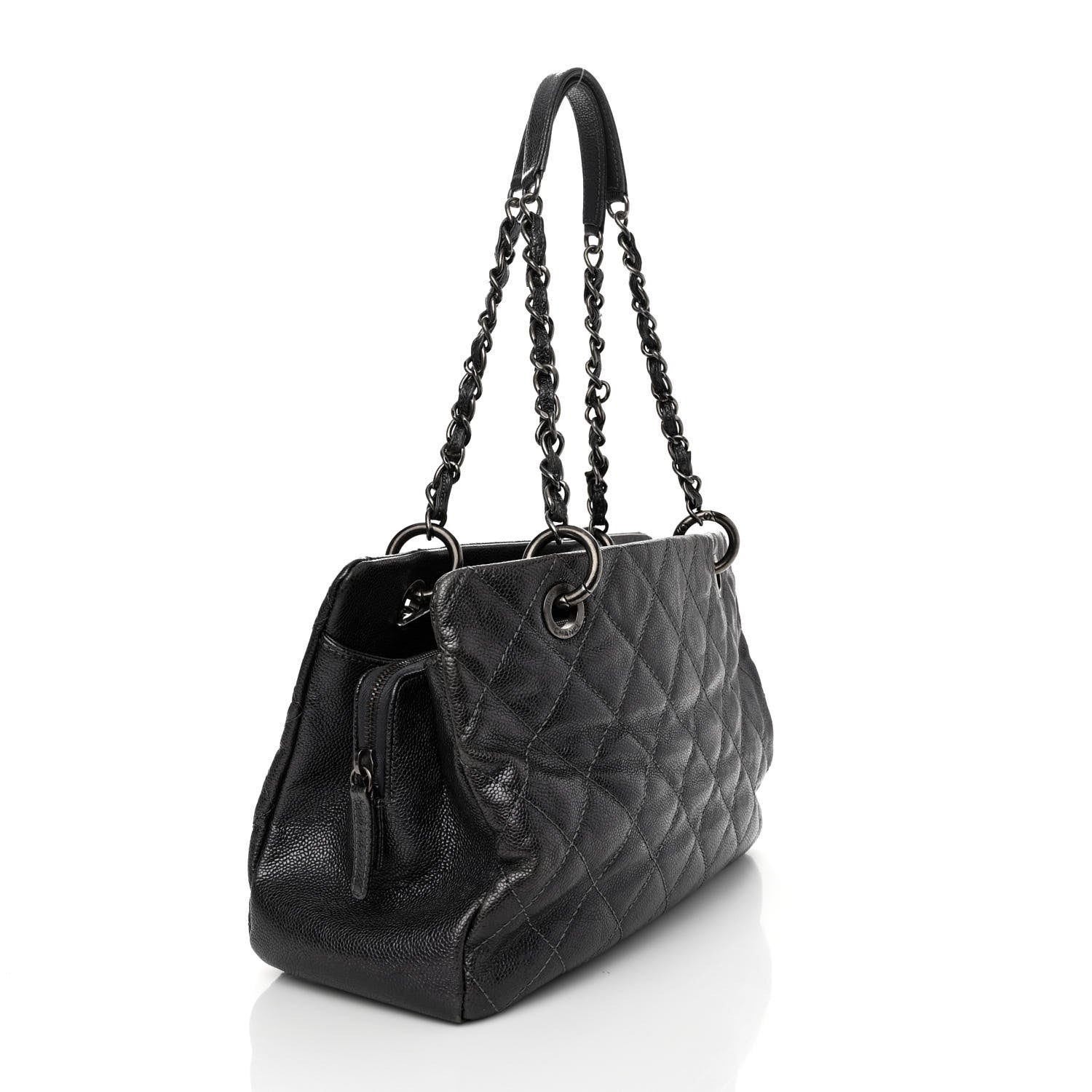 Chanel Iridescent Caviar Quilted Chic Shopping Tote Silver 3 of 17