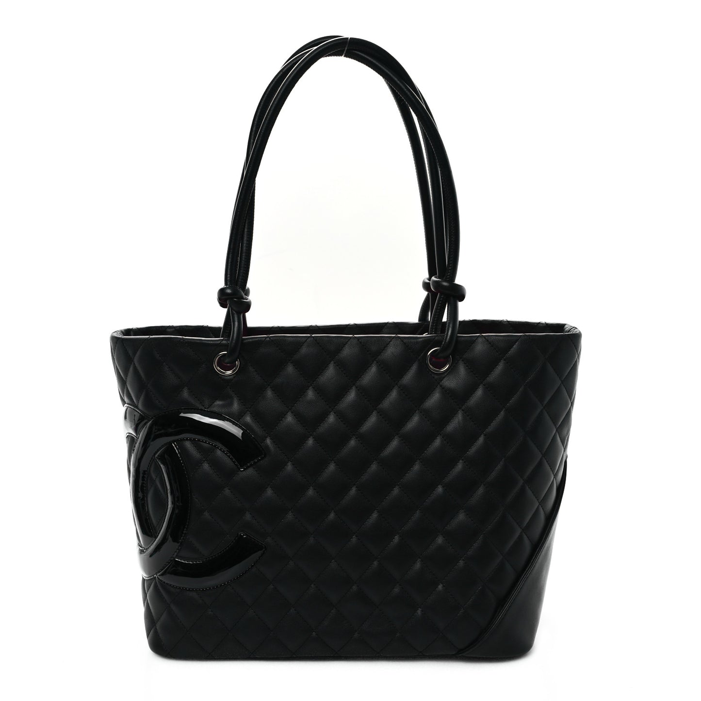 Calfskin Quilted Large Cambon Tote Black