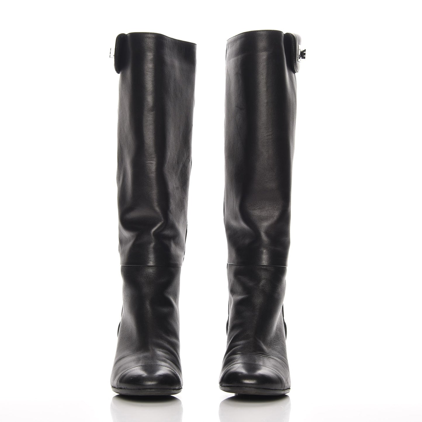 Lambskin Quilted Reissue Knee High Tall Boots 37.5 Black