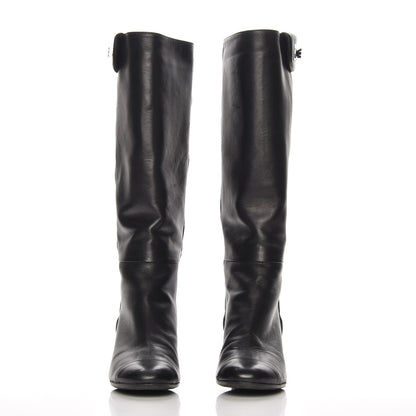 Chanel Lambskin Quilted Reissue Knee High Tall Boots 37.5 Black 2 of 12
