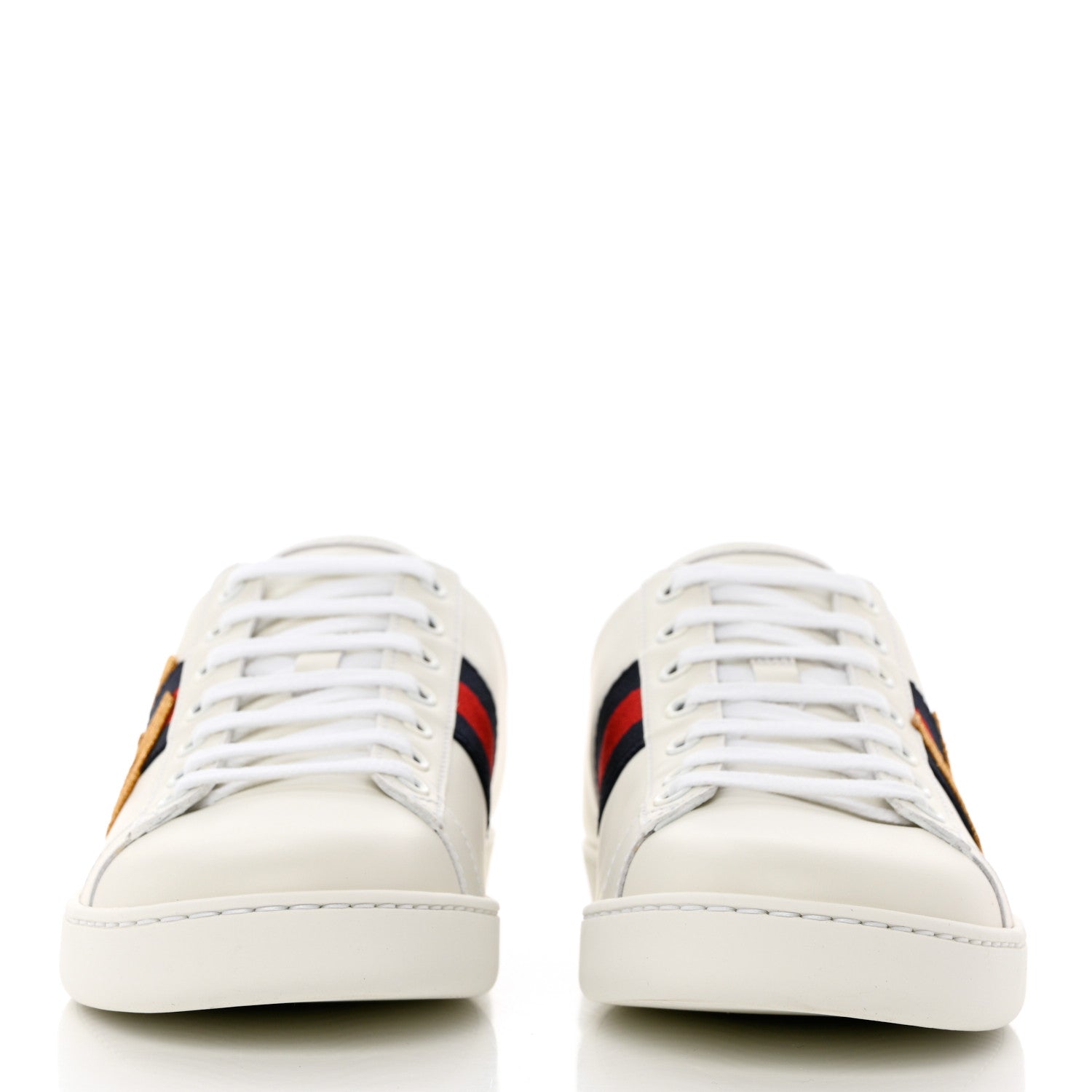 Gucci Calfskin Nappa Web LOVED Embroidered Womens Ace Sneakers 40 White Red Flame Notte 2 of 9