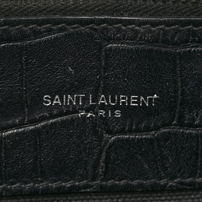 Saint Laurent Calfskin Crocodile Embossed Small Sac de Jour Black 6 of 20