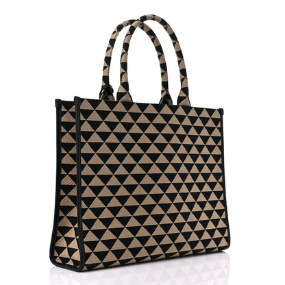Prada Jacquard Saffiano Triangolo Symbole Embroidered Large Tote Black Corda 3 of 8