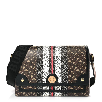 Burberry E-Canvas Monogram Stripe Note Crossbody Bag Bridle Brown 1 of 8
