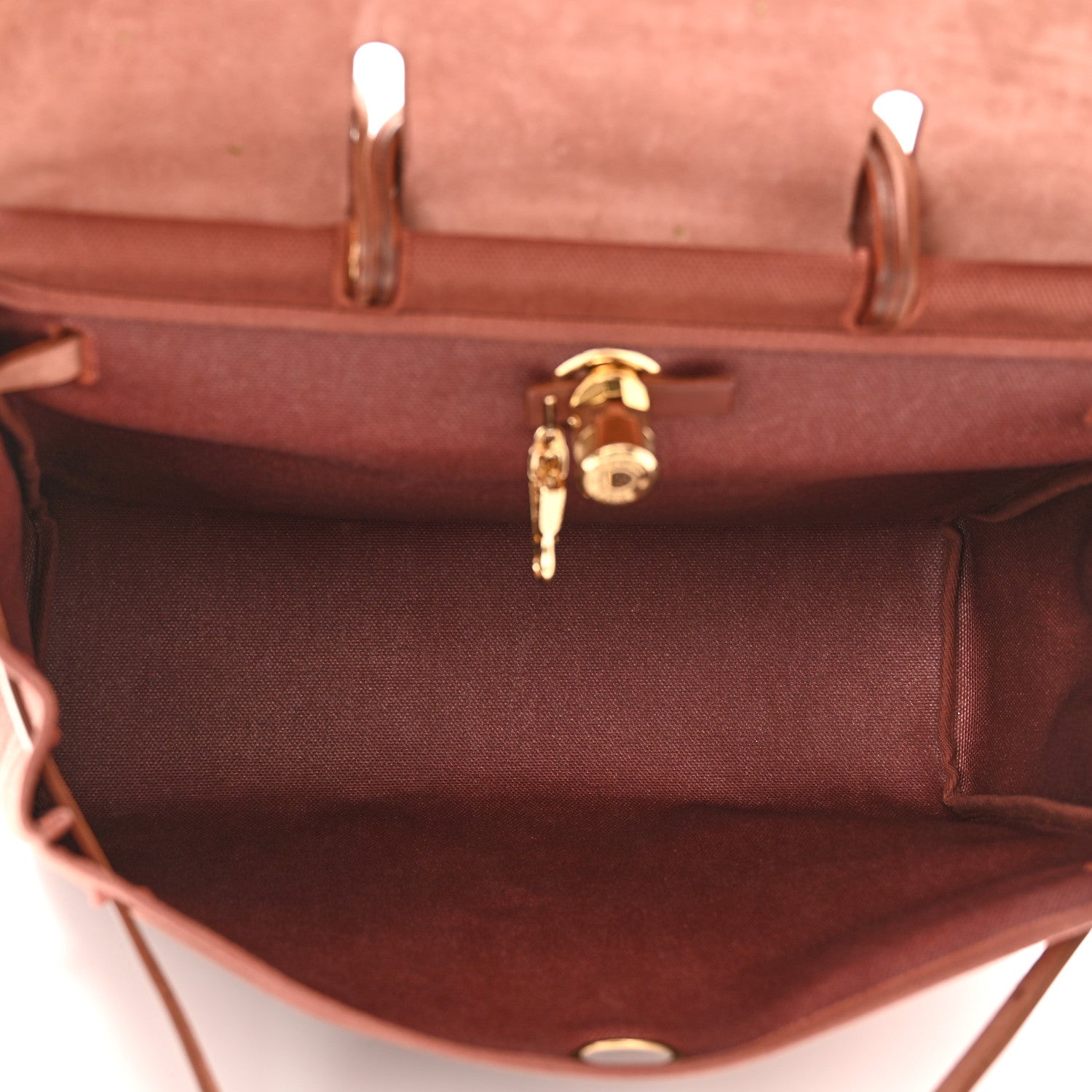 Hermes Toile Calfskin Herbag 39 GM Rouge H 6 of 11
