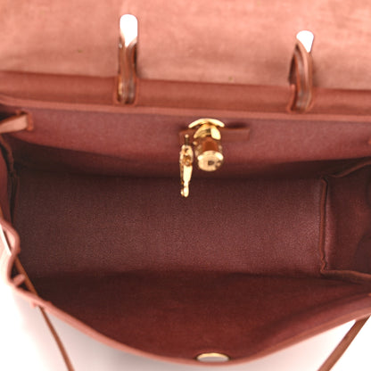 Hermes Toile Calfskin Herbag 39 GM Rouge H 6 of 11
