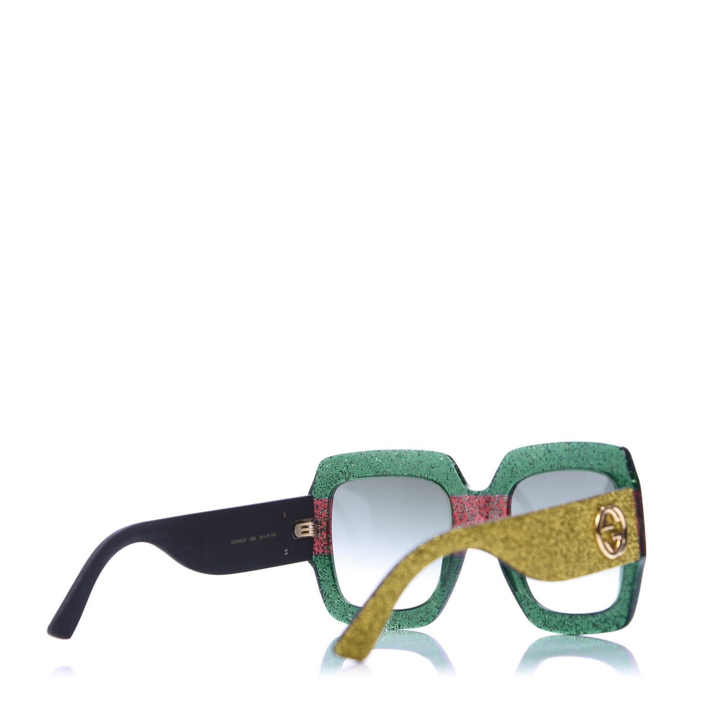 Square Frame GG0102S Sunglasses Glitter Red Black Green