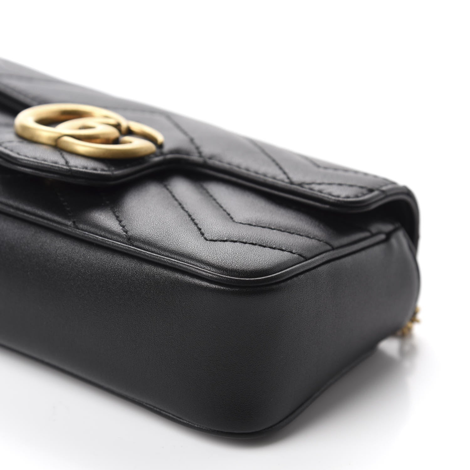 Gucci Calfskin Matelasse Super Mini GG Marmont Shoulder Bag Black 7 of 11