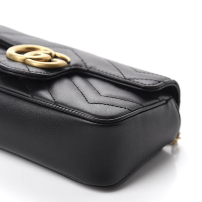 Gucci Calfskin Matelasse Super Mini GG Marmont Shoulder Bag Black 7 of 11