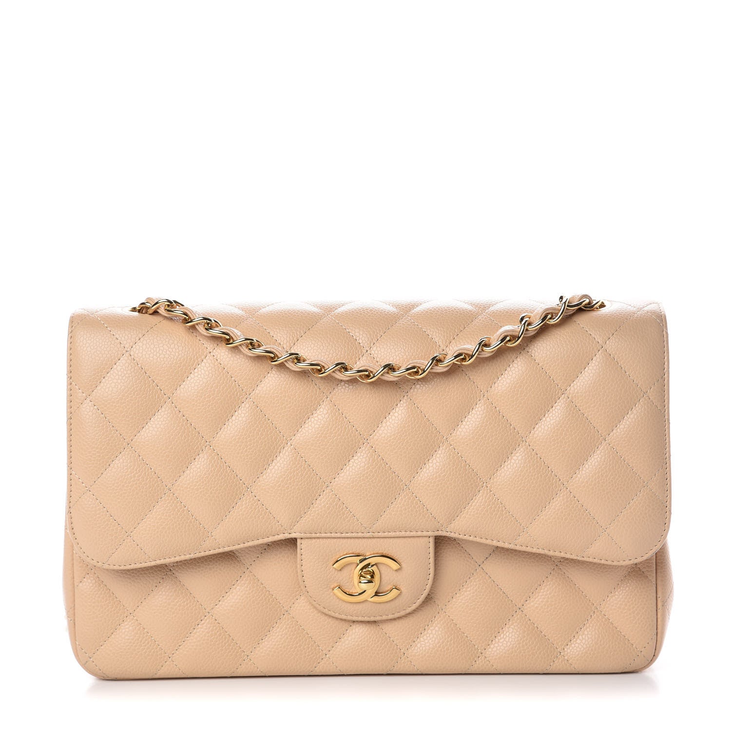 Chanel Caviar Quilted Jumbo Double Flap Beige Clair 1 of 10