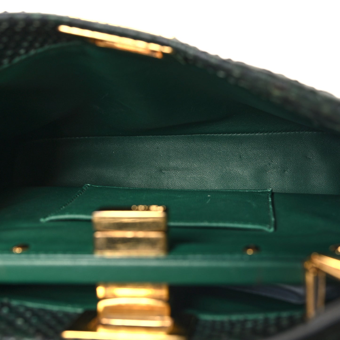 Snakeskin Shiny Nappa Mini Peekaboo Iconic Satchel Green
