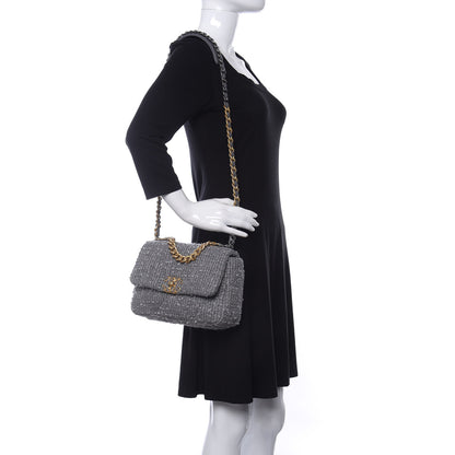 Chanel Tweed Quilted Medium Chanel 19 Flap Grey 2 of 9