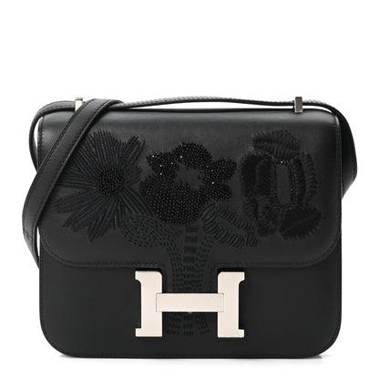 Hermes Swift Dancing Flowers Embroidered Constance 18 Black 1 of 13