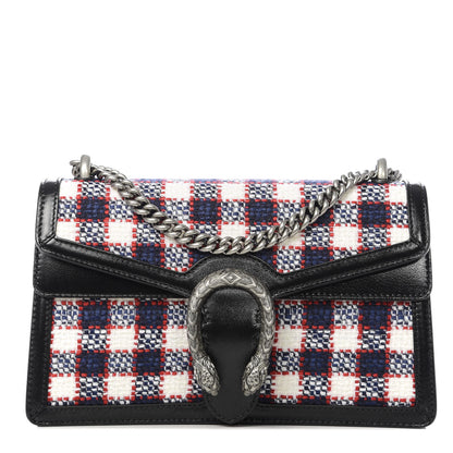 Gucci Vintage Tweed Check Small Dionysus Shoulder Bag White Hibiscus Red Marine 1 of 10