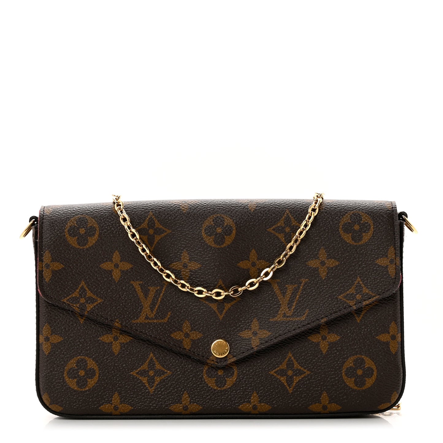 Monogram Pochette Felicie Chain Wallet Fuchsia
